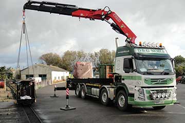 Small crane offload close-up